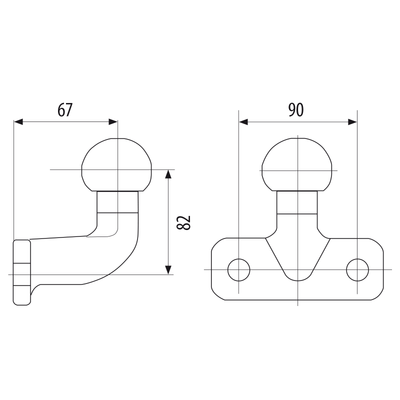 Ball head universal 2 hole