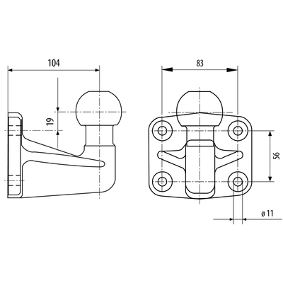 Universal ball head 4 hole