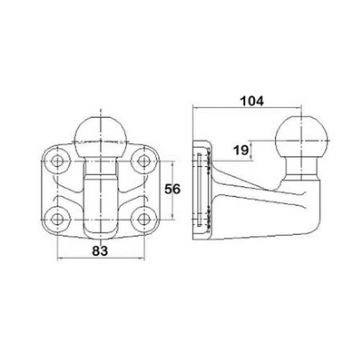 Ball head 4-hole Hole pattern 83mm x 56mm